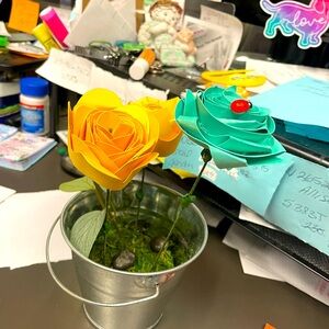 Forever keepsake roses in mini pail.